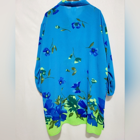 *Vintage* Floral summer blouse swim cover up Women's size 2X - Picture 2 of 4